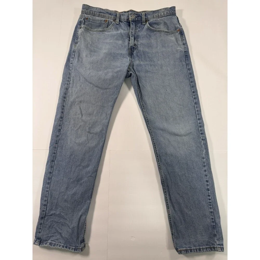 Levis 505 Jeans Mens 34x32 Blue Denim Straight Leg Medium Wash